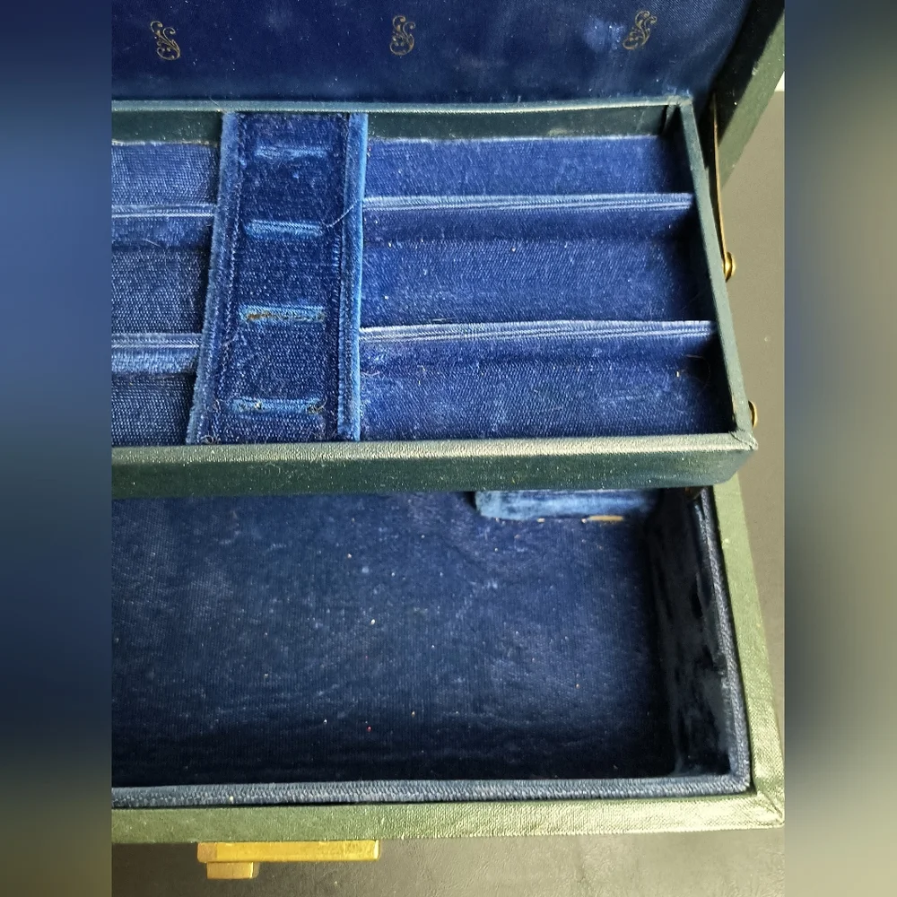 THORENS 1960' VTG Always Made In Switzerland Music Jewelry Box W/Velvet Green